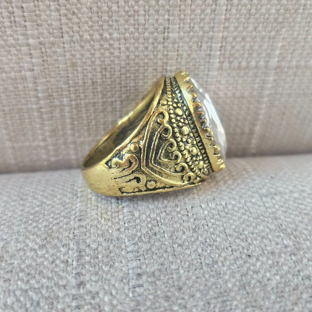 Men Rings Turkish Style Fashion Jewelry Clear Crystal Accent Turkish Zircon Ston